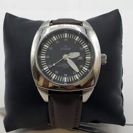 Visage 46mm Oversize Case Vintage design Brown Leather Strap Men's Quartz Watch alternative image