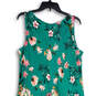 NWT Womens Green Floral Round Neck Sleeveless A-Line Dress Size Large image number 4