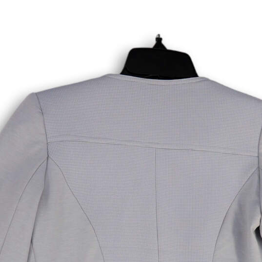Womens Gray Regular Fit Long Sleeve Zip Pockets Open Front Blazer Size 34 image number 4