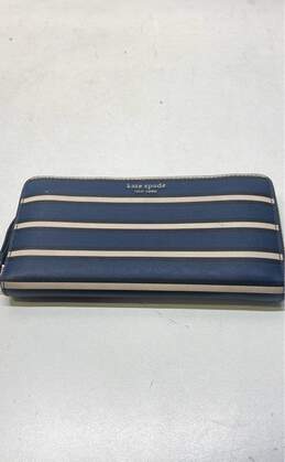 Kate Spade Multi Striped Leather Zip Around Envelope Card Wallet