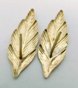 14k Tricolor Gold Feather Earrings & Heart Cross Anchor Pendant 1.8g alternative image