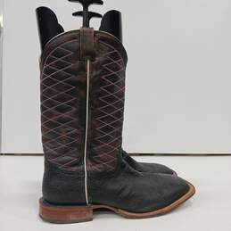 Tony Lama Men's Brown/Black Leather Cowboy Boots Size 12EE