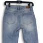 Womens Blue Medium Wash 5 Pocket Design Slit Flared Denim Jeans Size 3/26 image number 4