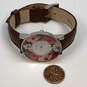 Designer Vera Bradley Pink Floral Brown Leather Strap Analog Wristwatch image number 2