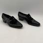 Neiman Marcus Womens Black Shiny Block Heel Slip-On Loafers Size 9.5 image number 1