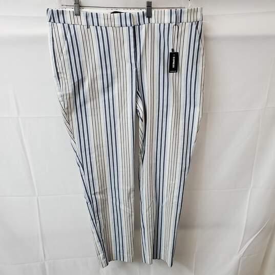 Women's Express Stretch Columnist Ankle Mid Rise Striped Pants Size 16L image number 1