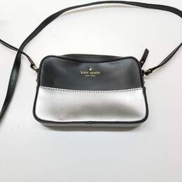Kate Spade Black/Silver Leather Ivy Street Clover Crossbody Bag