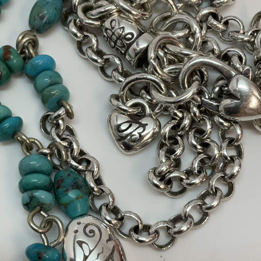 Designer Brighton Silver-Tone Blue Stone Heart Adjustable Beaded Necklace image number 4