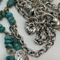 Designer Brighton Silver-Tone Blue Stone Heart Adjustable Beaded Necklace image number 4