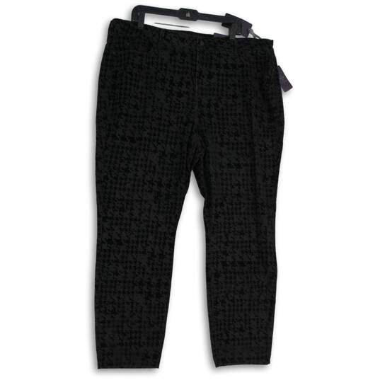 NWT NYDJ Womens Black Houndstooth Flocked Legging Cropped Jeans Size 20 image number 1