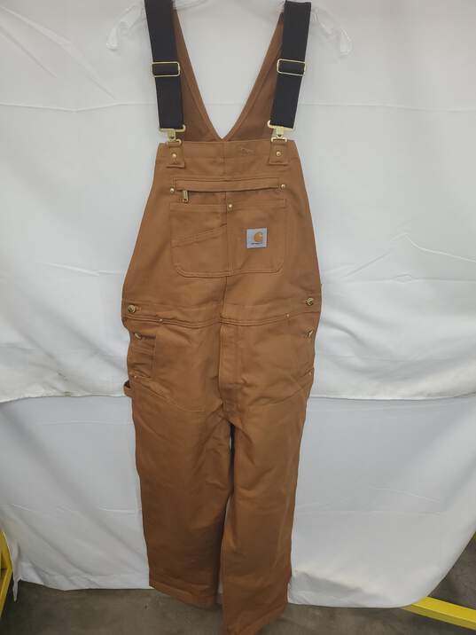 Mn Carhartt R01-M Canvas Brown Overalls Sz 36x32 image number 1