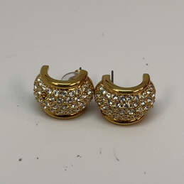 Designer Swarovski Gold-Tone Clear Crystal Cut Stone Classic Hoop Earrings alternative image