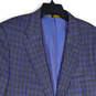 Mens Blue Gingham Notch Lapel Long Sleeve Two Button Blazer Size 46 L image number 3
