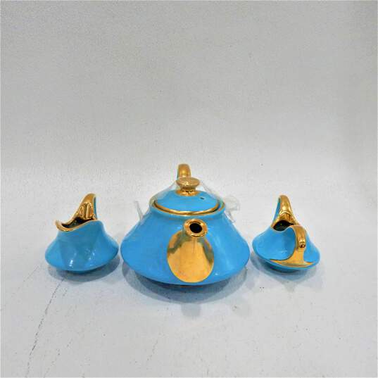 Vintage Pearl China Company 22k Gold Teapot Sugar Creamer Set 3 Piece Set image number 1