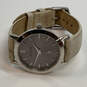 Designer Bulova Silver-Tone Leather Strap Pink Round Dial Analog Wristwatch image number 3
