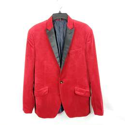 Bar III Men Red/Black Suede Tuxedo Jacket Sz 40