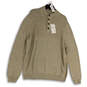 NWT Womens Beige Long Sleeve Knitted Stretch Henley Sweater Size X-Large image number 1