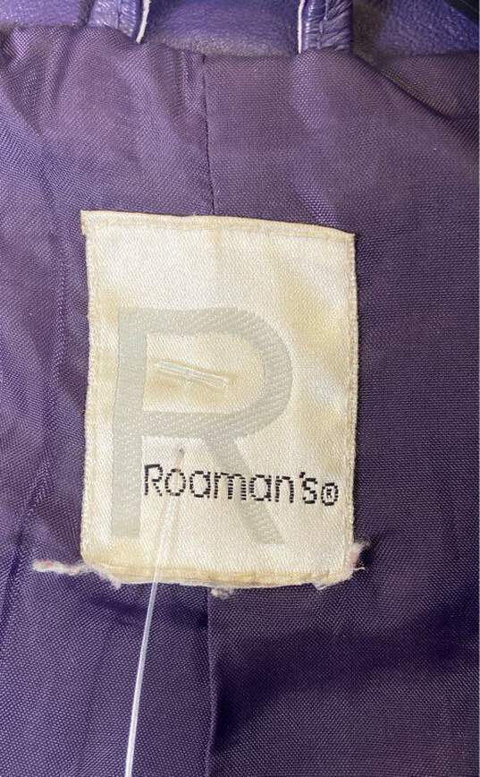 Roaman's Women Purple Leather Trench Coat XL image number 3