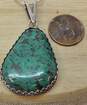 Artisan Sterling Silver Israel Chrysocolla Pendant Necklace 13.6g image number 2