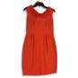 NWT Dressbarn Womens Red Ruffle Neck Sleeveless Back Zip Sheath Dress Size 8 image number 1