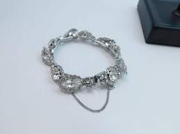 VNTG Weiss Icy Rhinestone Screw Back Earrings & Bracelet w/ Safety Chain 29.7g alternative image