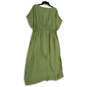 NWT Womens Green Pleated Sleeveless V-Neck Drawstring Maxi Dress Size 14 image number 3
