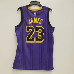 Nike Men's L.A. Lakers Lebron James #23 Purple Pin Striped Jersey Sz. L alternative image