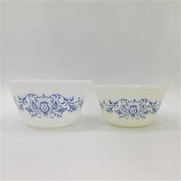 Pair of Vintage Federal Glass Bucks County Blue Mixing Bowls