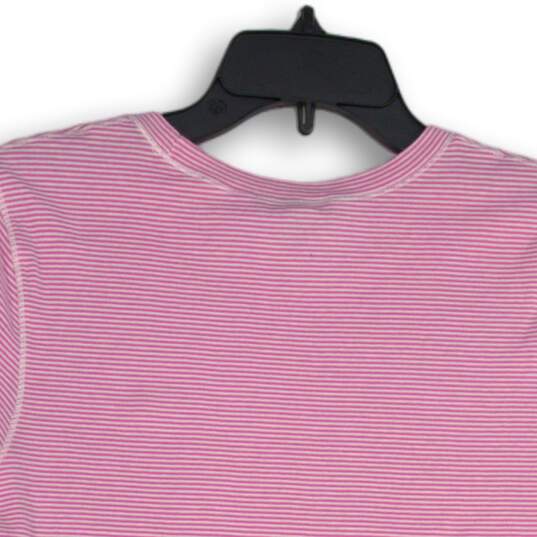 Ralph Lauren Womens Pink White Striped Crew Neck Pullover T-Shirt Size XL image number 4
