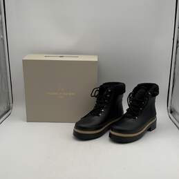 NIB Marc Fisher Womens Black Leather Round Toe Lace Up Winter Boots Size 9M