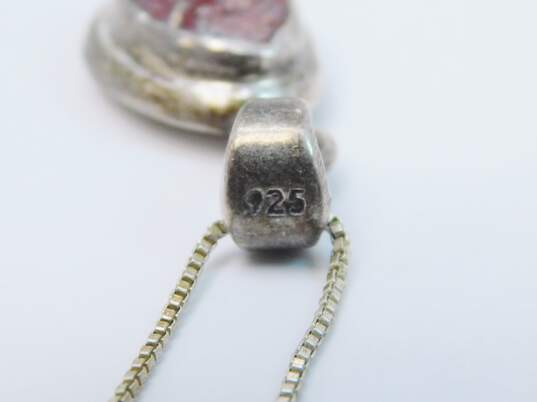 Artisan 925 Boulder Opal Cabochon Teardrop Pendant Box Chain Necklace 5.8g image number 5