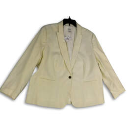NWT Womens White Long Sleeve Peak Lapel Pockets One Button Blazer Size 22