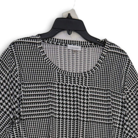 Womens Black White Houndstooth Round Neck Pullover A-Line Dress Size 2X image number 3