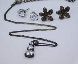 Avon & Artisan 925 Flower & Oval Cubic Zirconia Earrings & Graduated Pendant Necklace