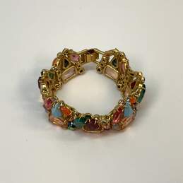 Designer J. Crew Gold-Tone Multicolor Glass Stone Bead Snap Chain Bracelet alternative image
