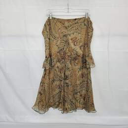 LAUREN Ralph Lauren Brown Paisley Patterned Silk Skirt WN Size XL NWT