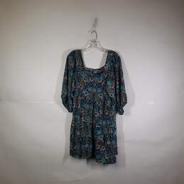 NWT Womens Floral Square Neck Puff Sleeve Pullover Mini Dress Size Large