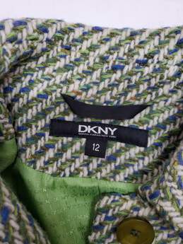 DKNY Long Sleeve Button Down Green Knit Trench Coat Jacket Size 12 alternative image