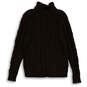 Mens Brown Cable-Knit Turtle Neck Long Sleeve Pullover Sweater Size Large image number 1