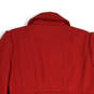 Womens Red Ruffle Long Sleeve Double-Breasted Collared Peacoat Size Large image number 4