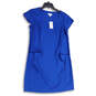 NWT Womens Blue Scoop Neck Short Sleeve Pullover Shift Dress Size Small image number 1