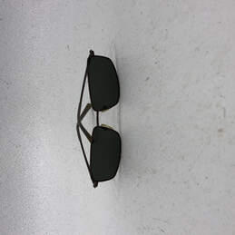 Mens Black Frame Polarized Rectangular Black Lens Metal Wire Sunglasses alternative image