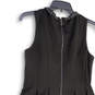 Womens Black Round Sleeve Sleeveless Pleated Back Zip A-Line Dress Size 8 image number 4