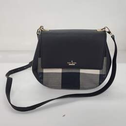 Kate Spade Cameron Street Byrdie Black White Plaid Leather Crossbody Bag