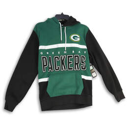 Mens Black Green Bay Packers Football NFL Pullover Hoodie Size Small