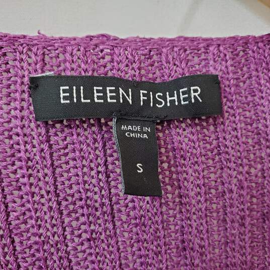 Eileen Fisher Knit Purple Open Front Cardigan Women's SM image number 3