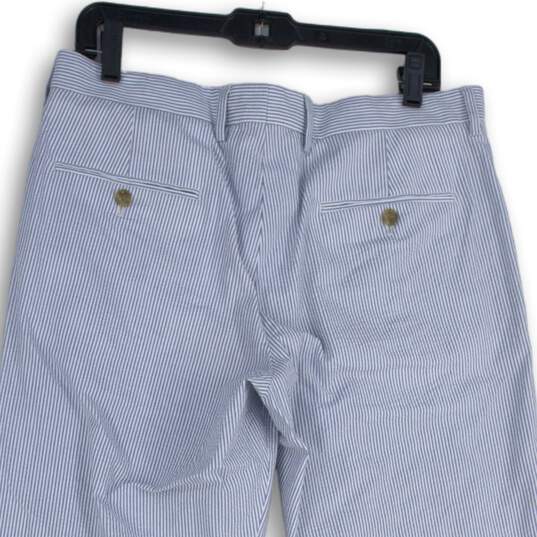 J. Crew Womens Blue White Striped Flat Front Slash Pocket Ankle Pants Size 33X30 image number 4