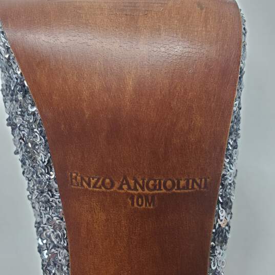 Enzo Angiolini 5" Slingback Heels Women's 10 M in Silver Sequin image number 7