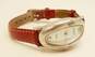 DMQ 925 Diamonique CZ Mother Of Pearl Dial Red Leather Strap Swiss Watch 21.0g image number 5