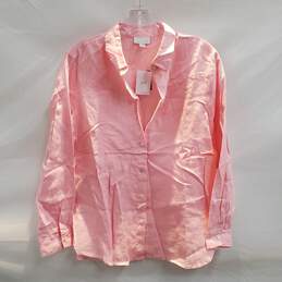 J Jill Pink Love Linen Button Up Shirt NWT Petite Size XS